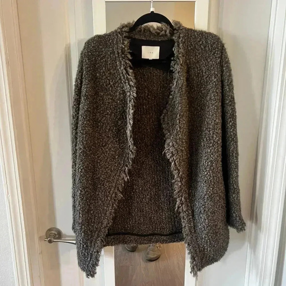 IRO Campbell Open-front Bouclé Cardigan Wool Mohair Blend Size 40 Large - Picture 2 of 5